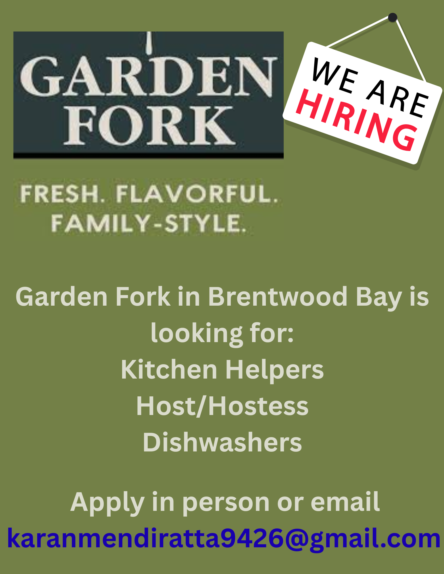 Garden Fork Brentwood Bay - part-time