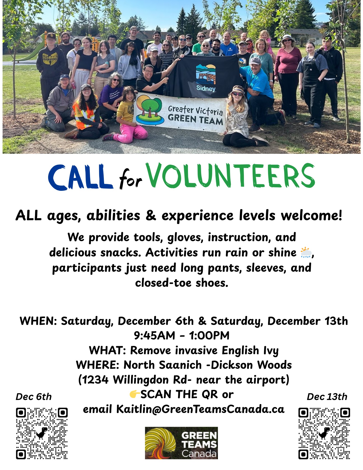 Green Team - Ivy Removal - Call for Volunteers - North Saanich