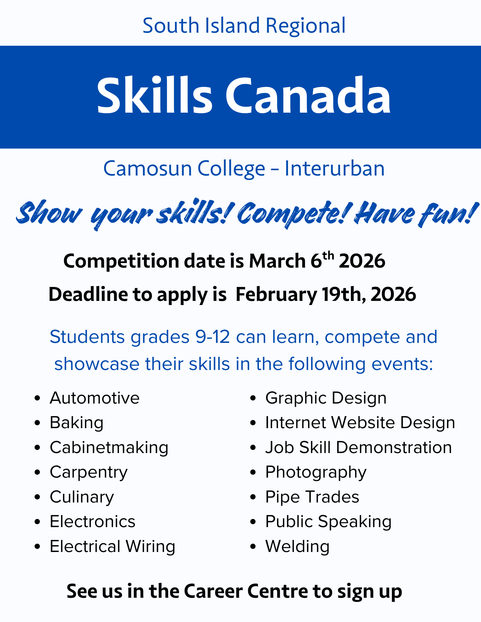 Skills Canada - Camosun Interurban - March 6th, 2026