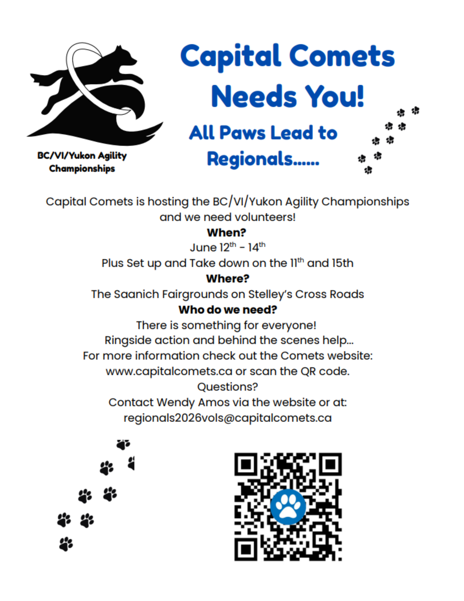 Capital Comets- Dog agility volunteer opportunity - Saanich Fair Grounds - June 12-14