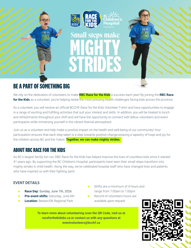 Race for the Kids - Volunteer Opportunity - Beaver/Elk Lake - June 7th