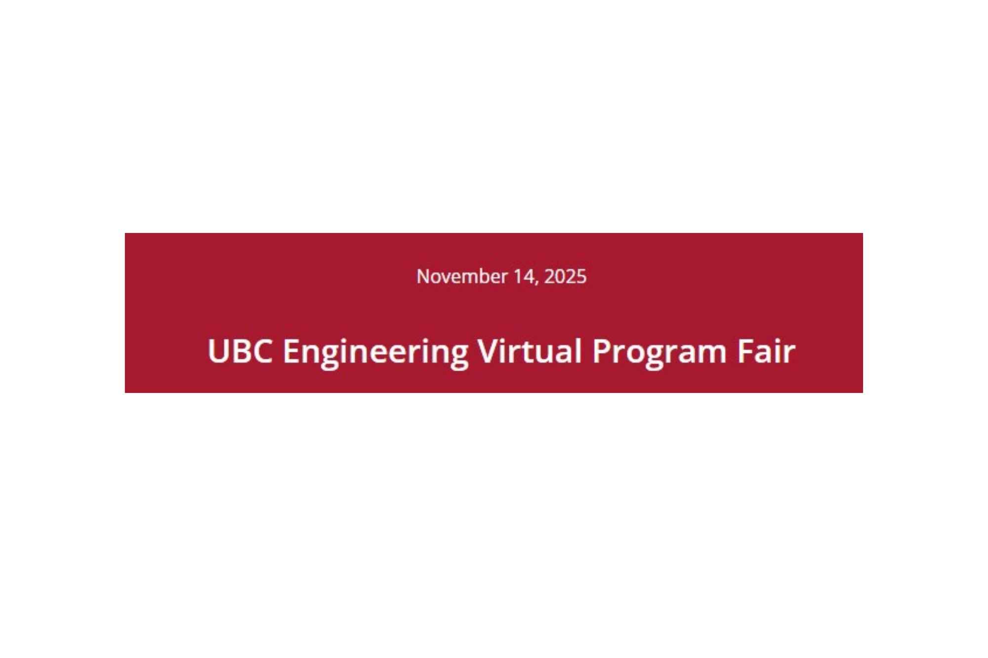 UBC Engineering Virtual Program Fair - November, 14 2025