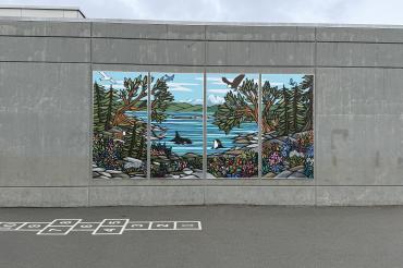 mural on playground wall