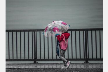 child with umbrella