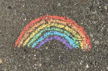 rainbow drawn in chalk