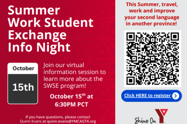 YMCA Summer Work Student Exchange Info Night - October 15th - Virtual