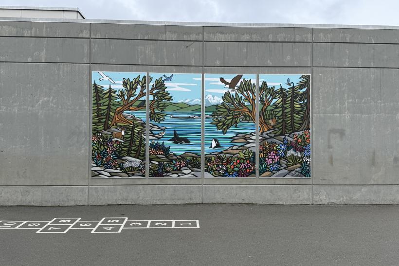 mural on playground wall