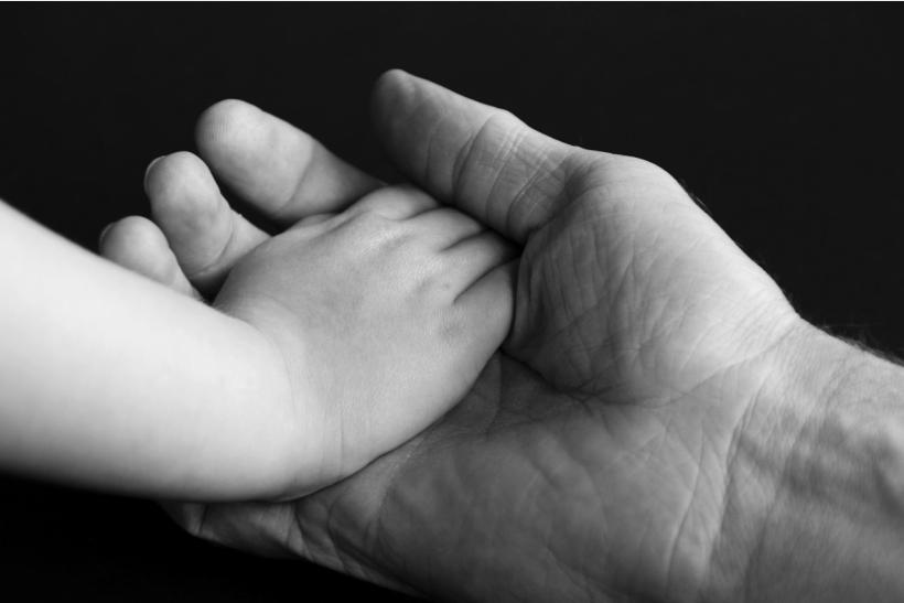 adult holding child's hand