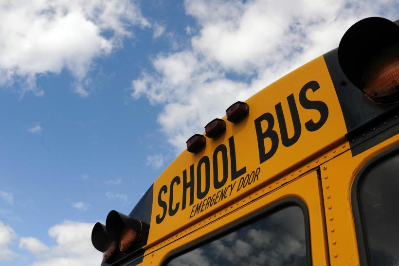 Back of School Bus looking toward the sky