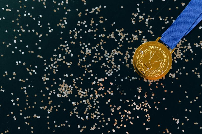 Award with glitter