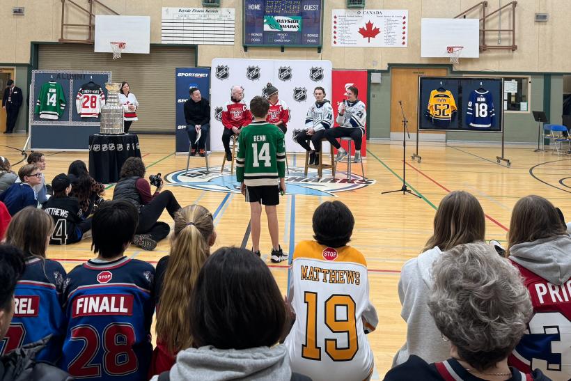 School Assembly for Hockey Day in Canada