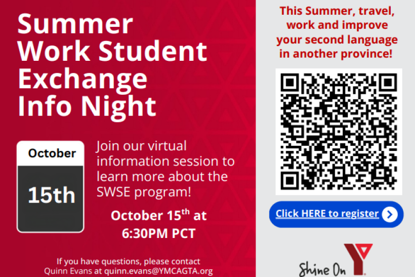 YMCA Summer Work Student Exchange Info Night - October 15th - Virtual